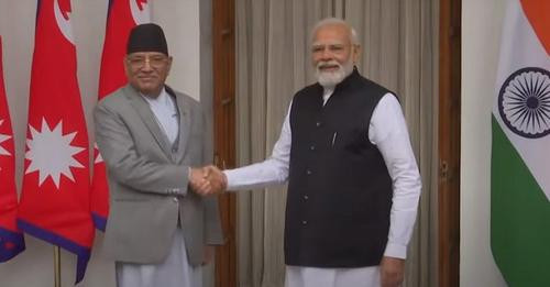 प्रधानमन्त्री प्रचण्ड र भारतीय समकक्षी मोदीबीच भेटवार्ता