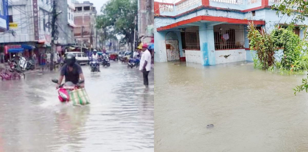 अविरल वर्षाका कारण विराटनगर डुबानमा