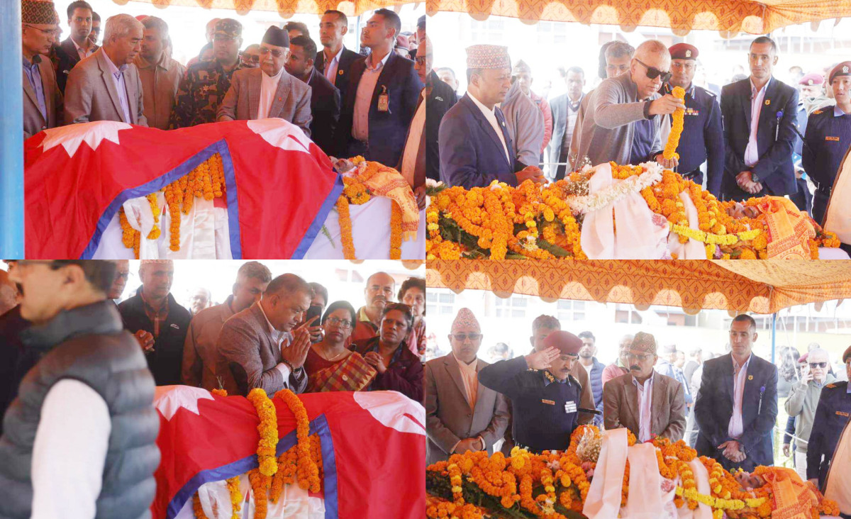 पूर्वसभामुख ढुंगानाको पार्थिव शरीरमा श्रद्धाञ्जली दिन प्रधानमन्त्रीदेखी शिर्षनेताहरु सानो गौचरनमा