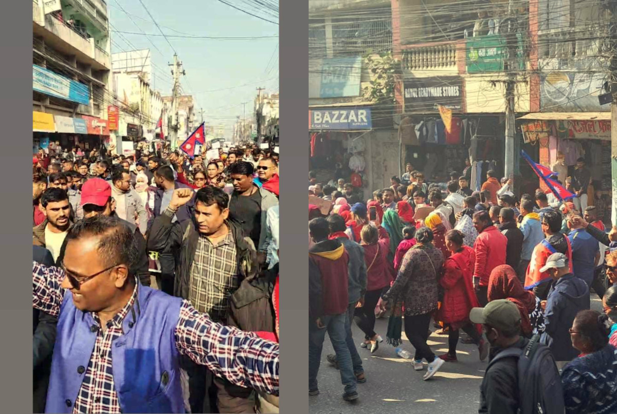रवि लामिछानेको बयान भईरहँदा पर्सामा समर्थकको विरोध प्रदर्शन