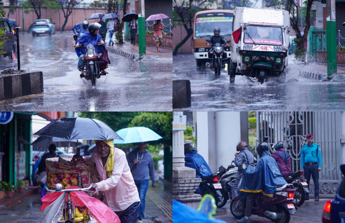 वर्षाले काठमाडौंको जनजीवन प्रभावित (फोटो फिचर)