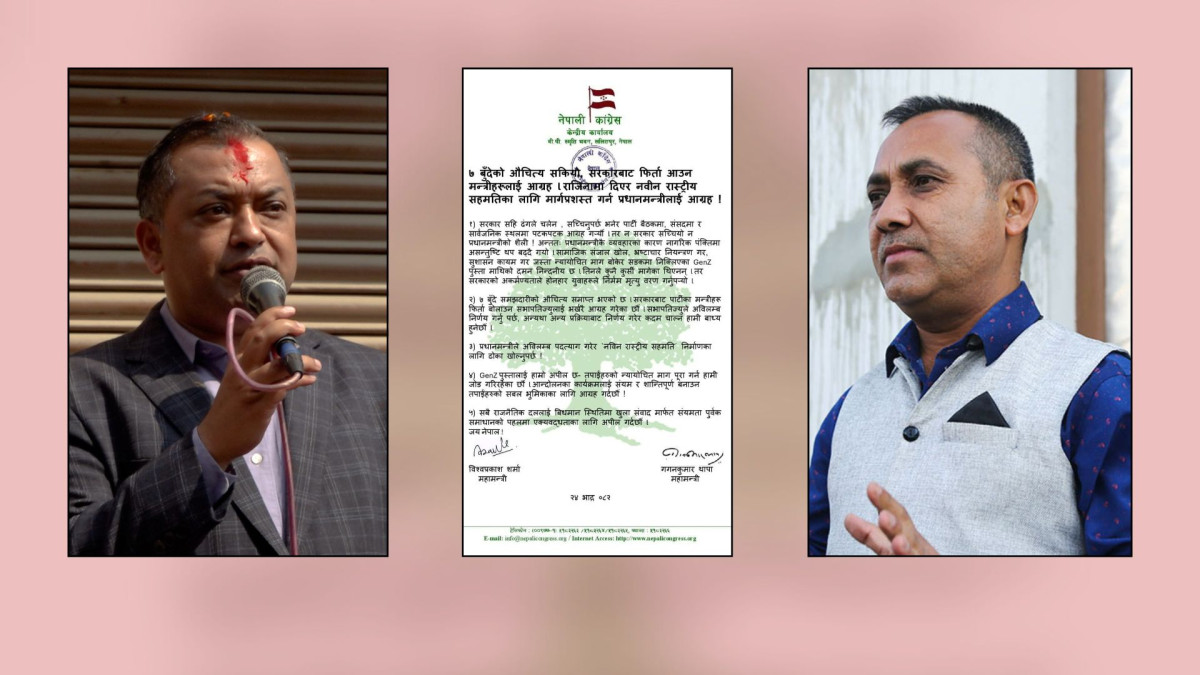 मन्त्रीहरुलाई फिर्ता हुन कांग्रेस महामन्त्रीद्वयको निर्देशन