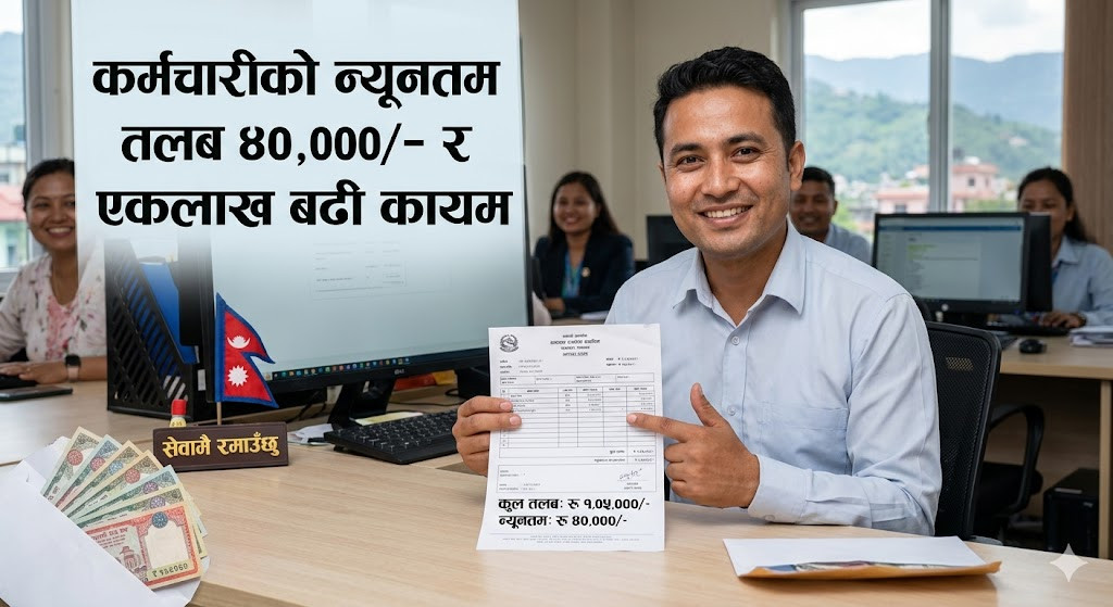 सरकारी कर्मचारीको तलबमा वृद्धि, न्यूनतम ४० हजार, उच्च तहको तलब १ लाखभन्दा माथि